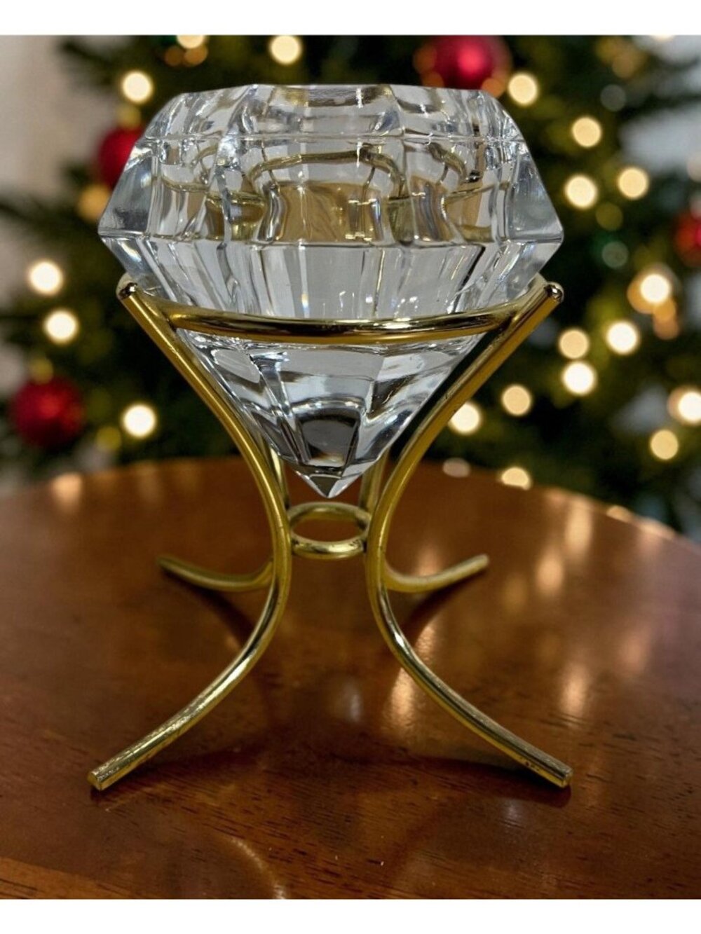 PartyLite Solitaire Diamond Crystal & Metal Tealight Candle Holder